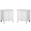 Home Square 2 Piece Solid Wood Nightstand Set with 3 Drawers in White