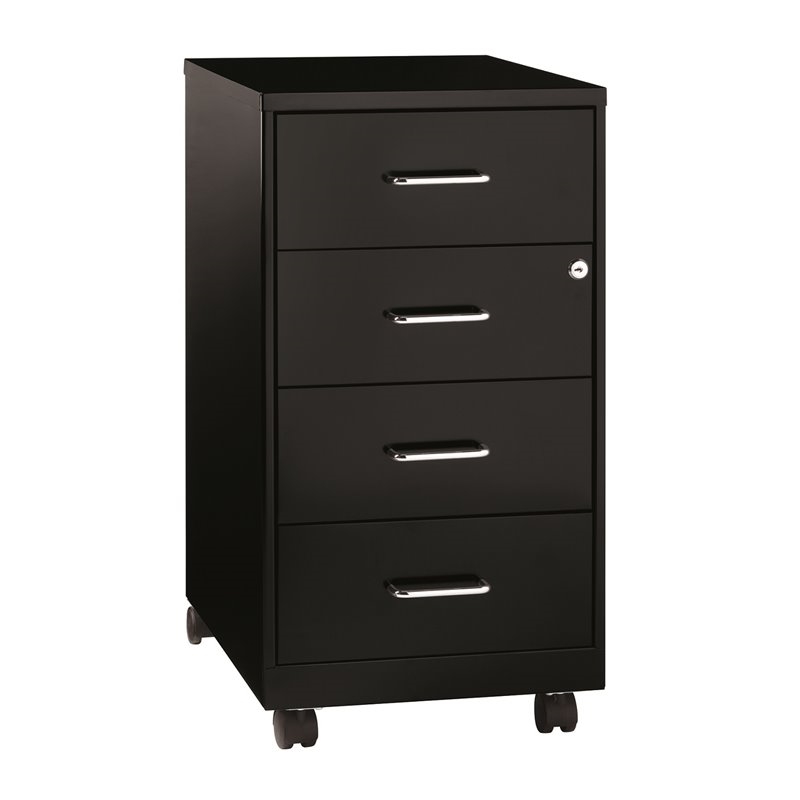 Home Square 2 Piece Mobile Metal Storage Cabinet Set with 4 Drawer in Black