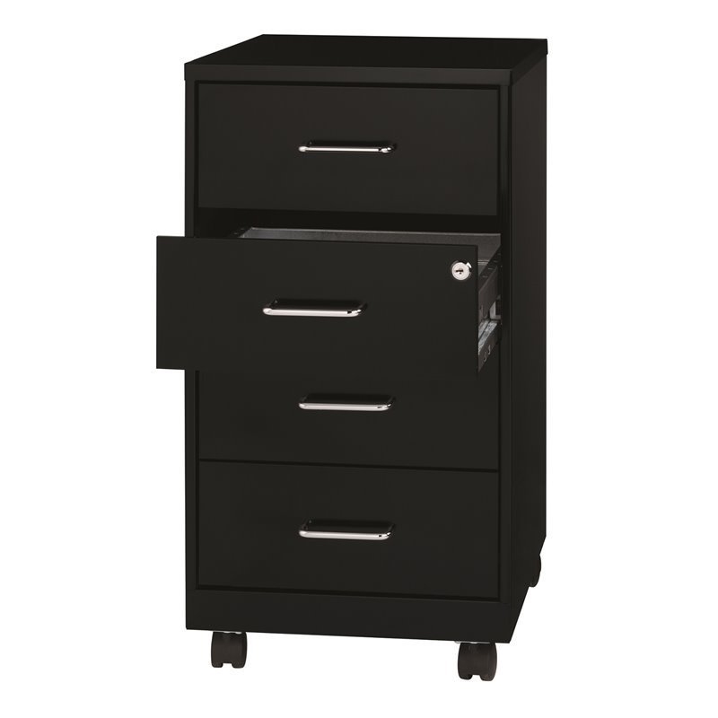 Home Square 2 Piece Mobile Metal Storage Cabinet Set with 4 Drawer in Black