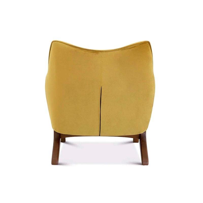 Home Square 2 Piece Mid Century Modern Velvet Accent Chair Set in Yellow
