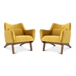 Home Square 2 Piece Mid Century Modern Velvet Accent Chair Set in Yellow