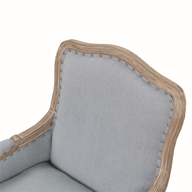 Home Square 2 Piece Regal Upholstered Fabric Accent Chair Set in Light Blue