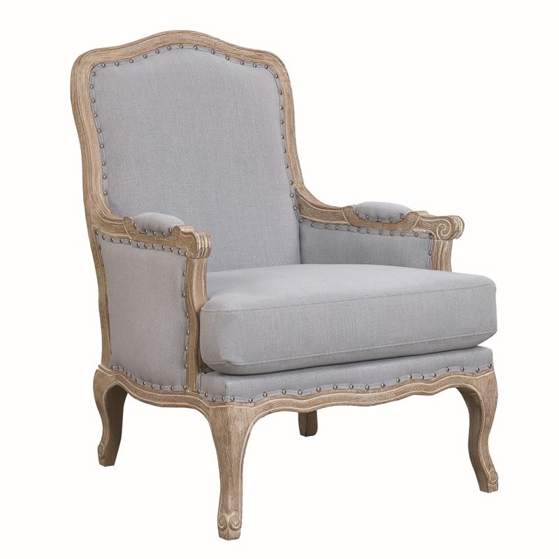 Home Square 2 Piece Regal Upholstered Fabric Accent Chair Set in Light Blue