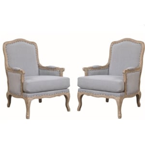 Home Square 2 Piece Regal Upholstered Fabric Accent Chair Set in Light Blue