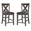 Home Square 2 Piece Polyester Upholstery Solid Wood Counter Stool Set in Gray
