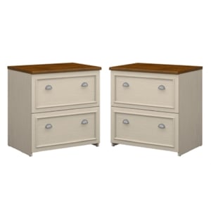 Home Square 2 Piece Wood Filing Cabinet Set with 2 Drawer in Antique White