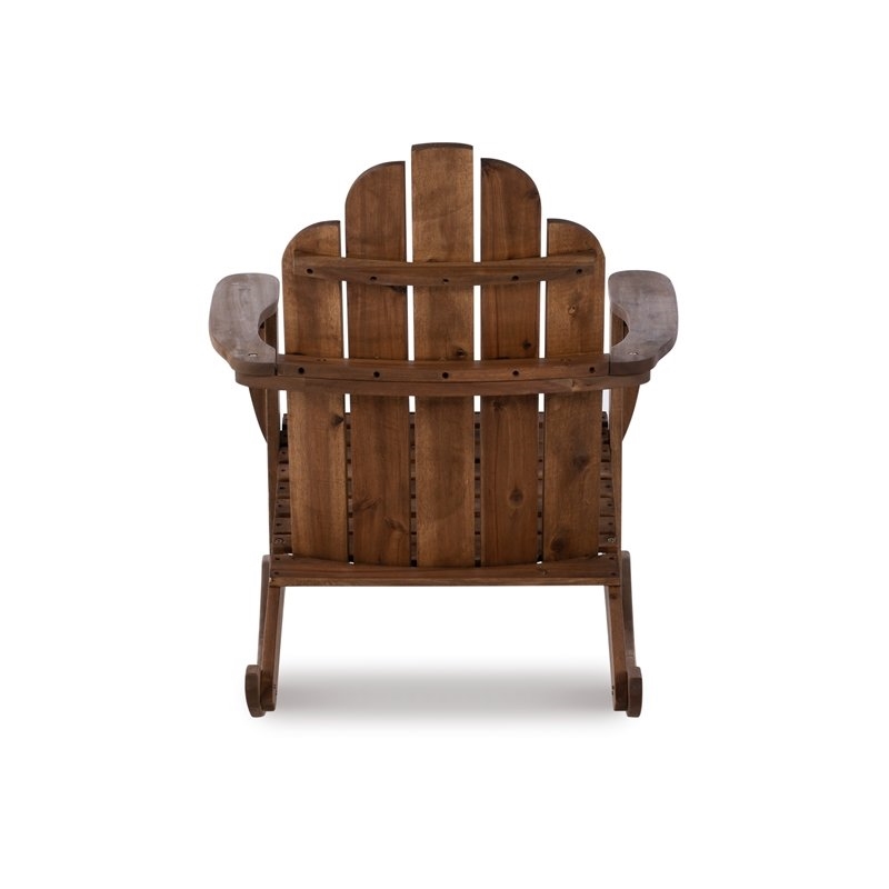 Home Square 2 Piece Wood Outdoor Rocker Chair Set in Acorn Brown
