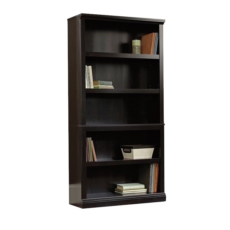 Home Square 2 Piece Engineered Wood 5-Shelves Bookcase Set in Estate Black