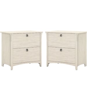 Home Square 2 Piece Wood Filing Cabinet Set with 2 Drawer in Antique White