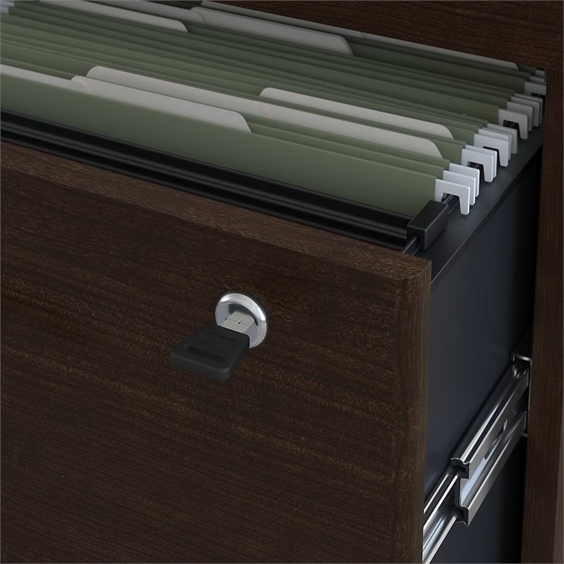 Home Square 2 Piece Wood Filing Cabinet Set with 2 Drawer in Mocha Cherry