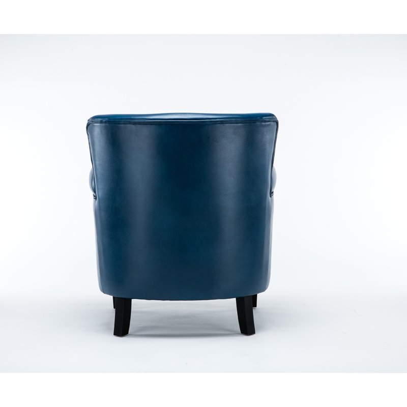 Home Square 2 Piece Faux Leather Club Accent Chair Set in Navy Blue