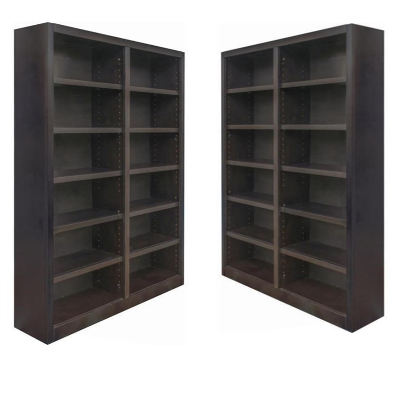 Home Square 2 Piece Traditional Double Wide Wood Bookcase Set in Espresso