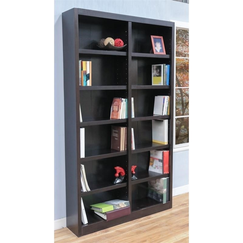 Home Square 2 Piece Traditional Double Wide Wood Bookcase Set in Espresso