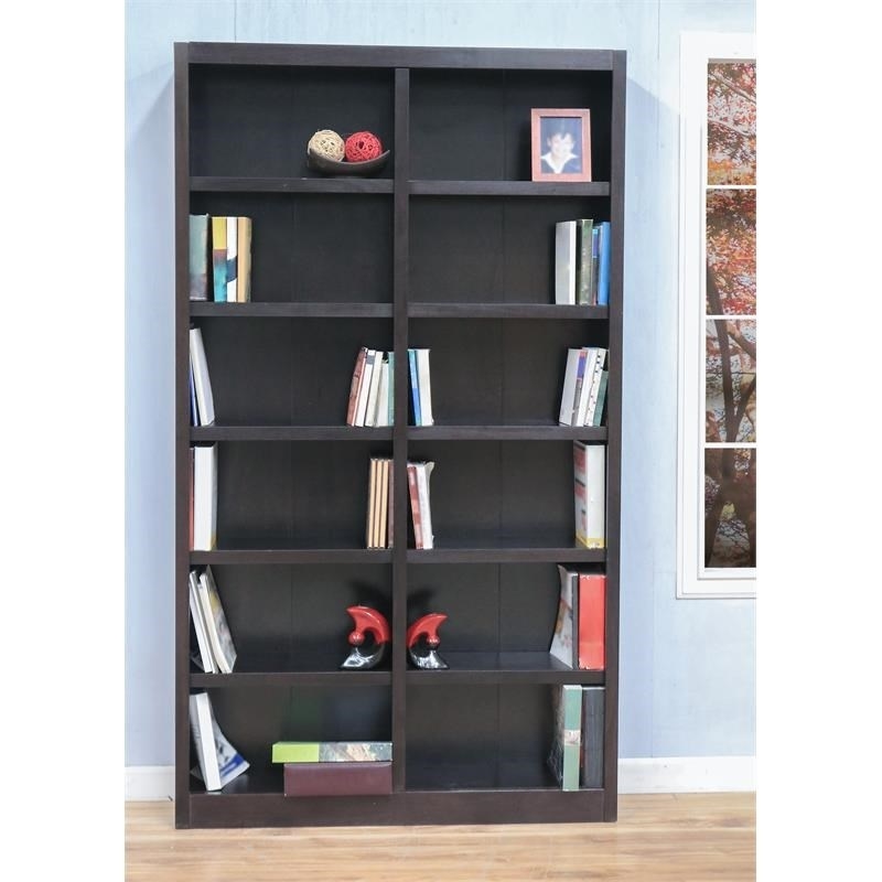 Home Square 2 Piece Traditional Double Wide Wood Bookcase Set in Espresso