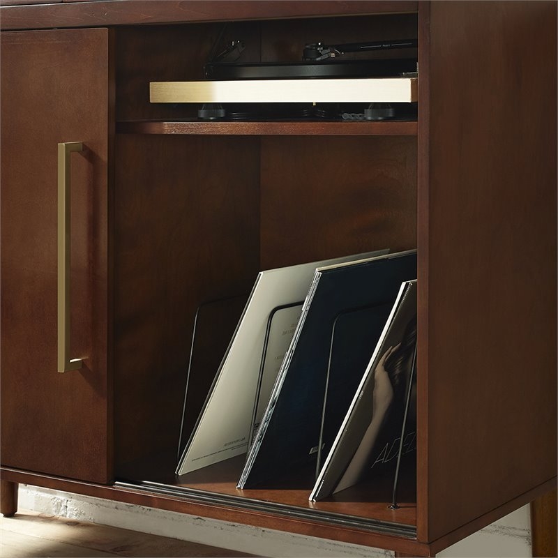 Home Square 2 Piece Media Solid Wood Console Table Set in Mahogany
