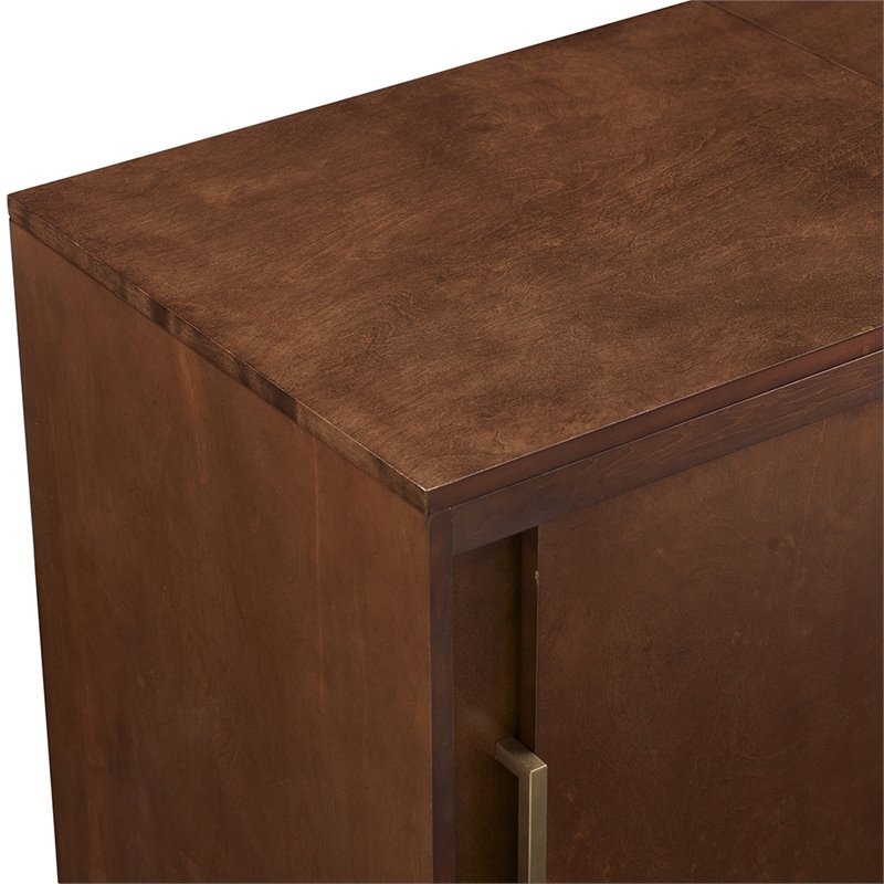 Home Square 2 Piece Media Solid Wood Console Table Set in Mahogany