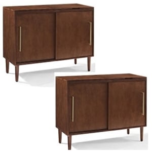 Home Square 2 Piece Media Solid Wood Console Table Set in Mahogany