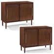 Home Square 2 Piece Media Solid Wood Console Table Set in Mahogany