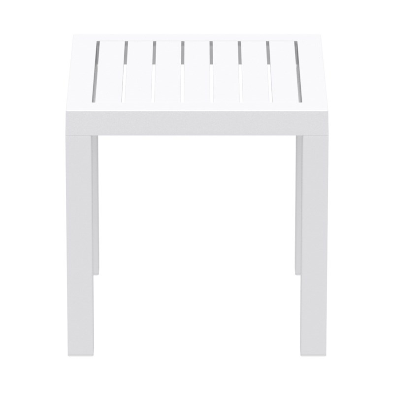 Home Square 2 Piece Square Resin Patio Side Table Set in White
