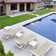 Home Square 2 Piece Square Resin Patio Side Table Set in White