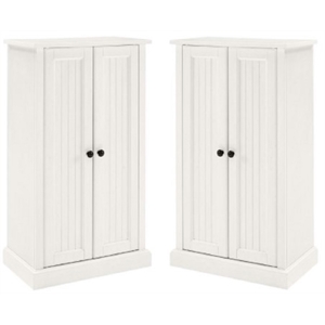 Home Square 2 Piece Wood Accent Cabinet Set with 2 Door in Distressed White