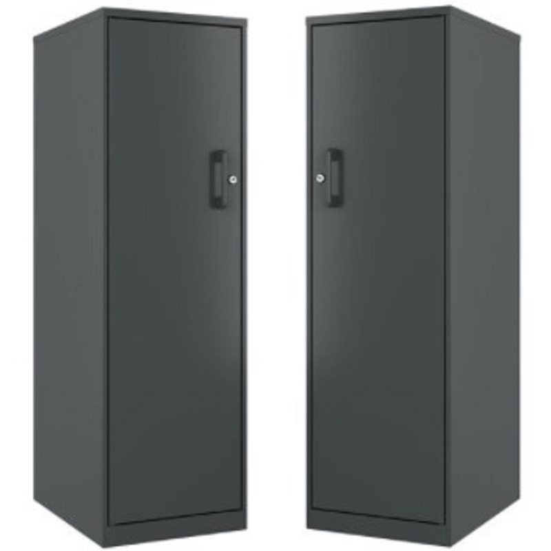 Home Square 2 Piece Metal Locker Storage Cabinet Set with 4 Shelf in Charcoal