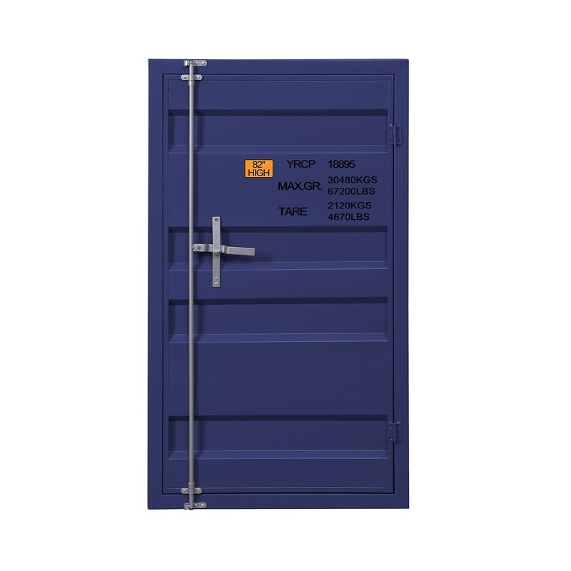 Home Square 2 Piece Contemporary Metal Cargo Chest Set with Door in Blue