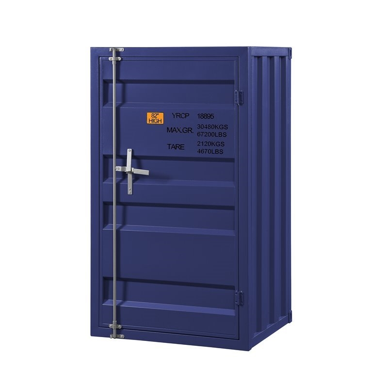 Home Square 2 Piece Contemporary Metal Cargo Chest Set with Door in Blue