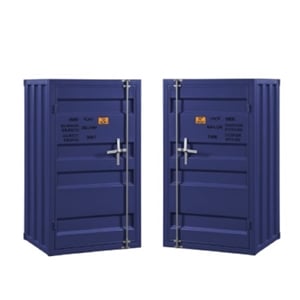 Home Square 2 Piece Contemporary Metal Cargo Chest Set with Door in Blue