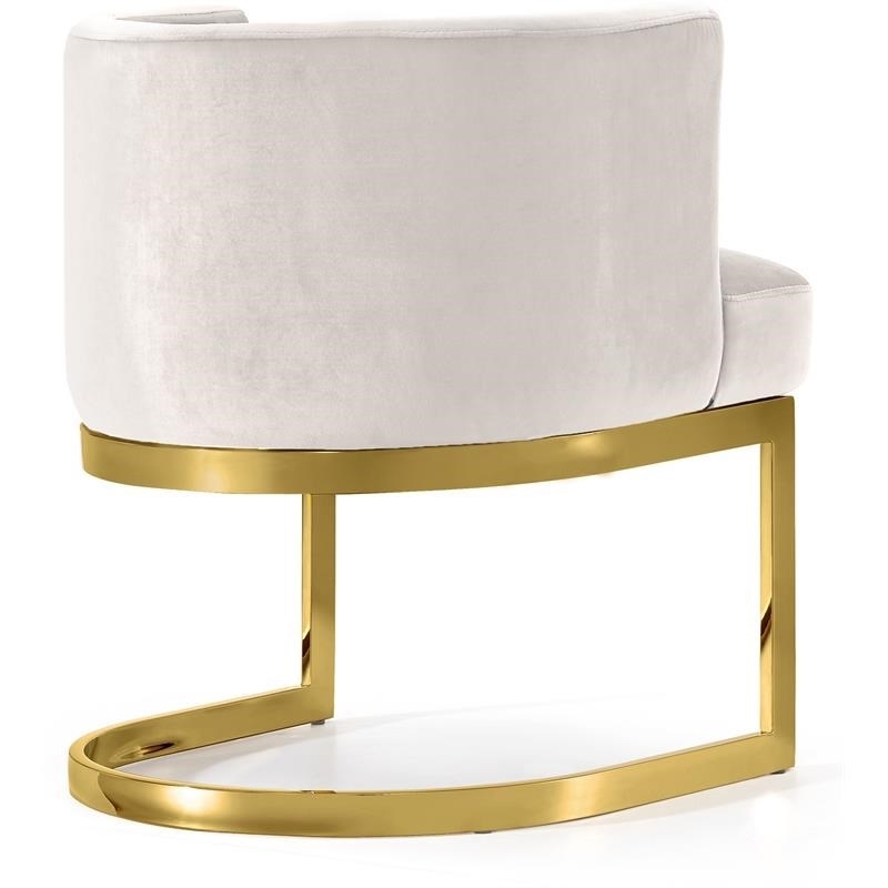 Home Square 2 Piece Upholstered Velvet Dining Chair Set with Gold Base in Cream
