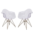 Home Square 2 Piece Transparent Polypropylene Dining Chair Set in Clear