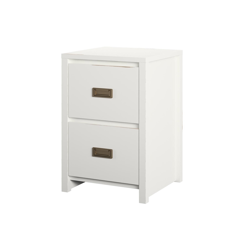 Home Square 2 Piece Wood Kids Nightstand Set with 2 Drawer in White