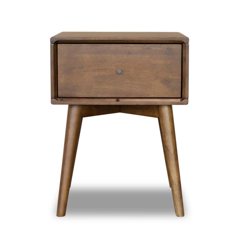 Home Square 2 Piece Bedroom Set with Two Brown Walnut Wood Nightstands