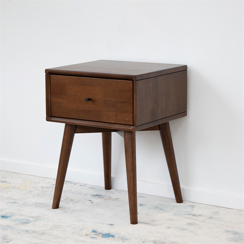 Home Square 2 Piece Bedroom Set with Two Brown Walnut Wood Nightstands