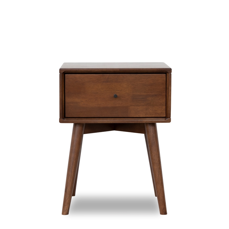 Home Square 2 Piece Bedroom Set with Two Brown Walnut Wood Nightstands