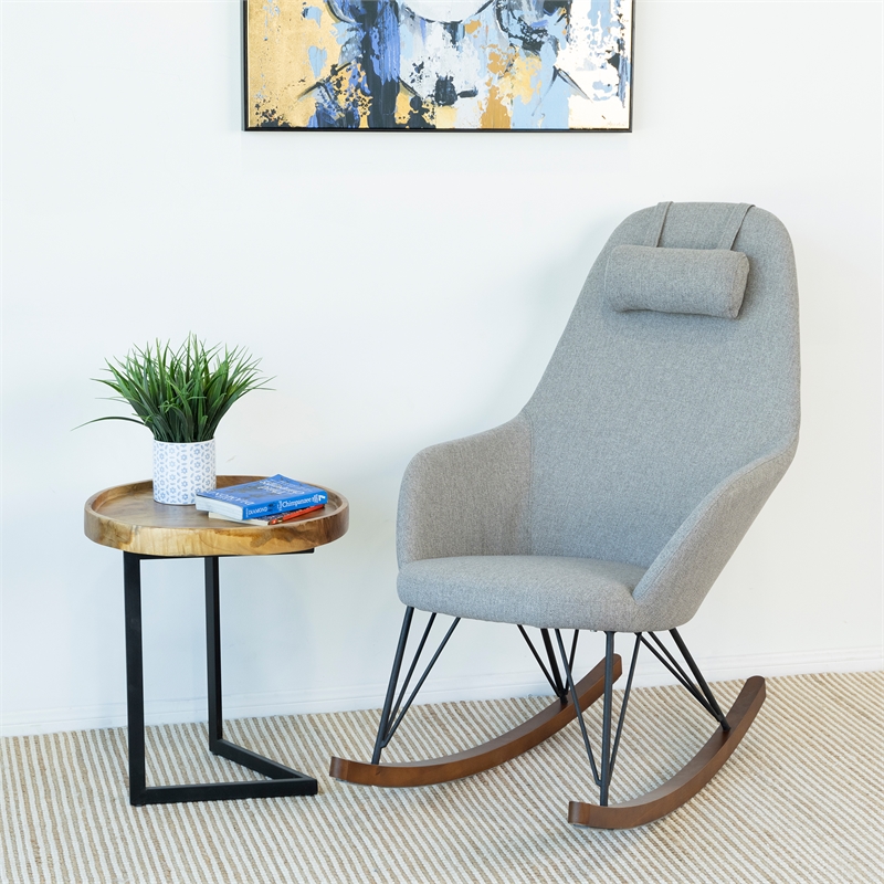 Home Square Contemporary Rocking Chair in Gray Fabric ( Set of 2 )