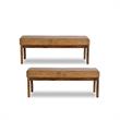Home Square 2 Piece Asher Genuine Leather Bench Set in Cognac Tan