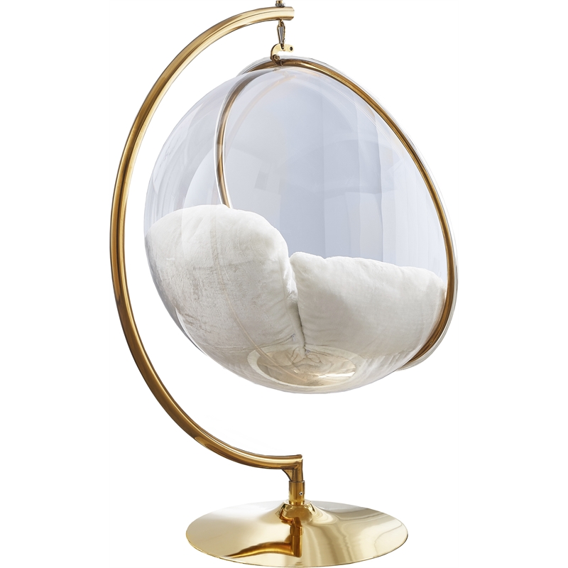 Home Square 2 Piece Fabric Acrylic Swing Bubble Accent Chair Set in White