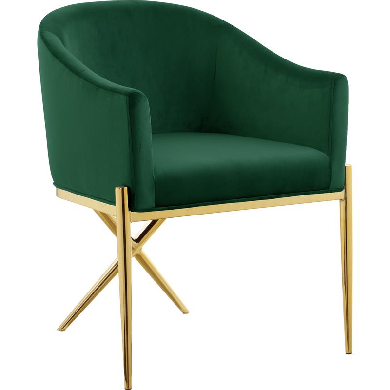 Home Square 2 Piece Upholstered Velvet Dining Chair Set in Green