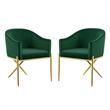 Home Square 2 Piece Upholstered Velvet Dining Chair Set in Green