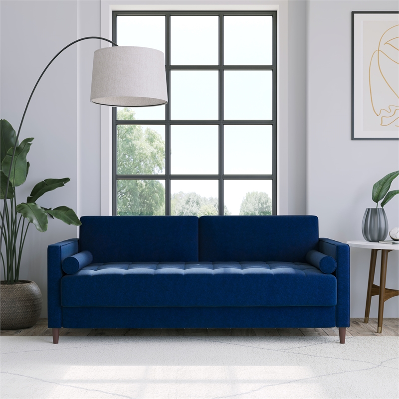 Home Square 2 Piece Transitional Fabric Upholstery Sofa Set in Navy Blue