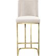 Home Square 2 Piece Upholstered Velvet Stool Set with Gold Metal Base in Cream