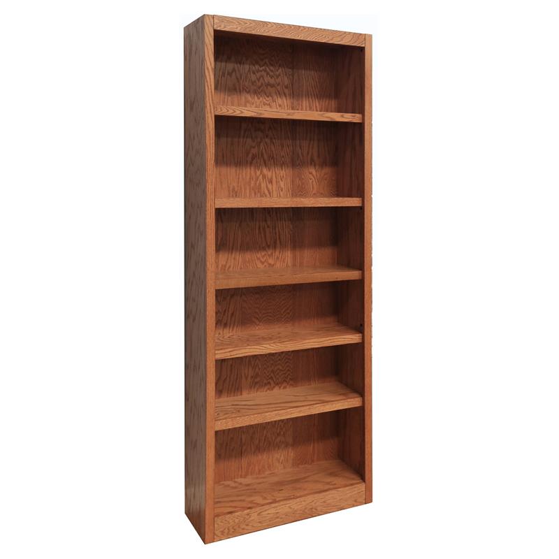 Home Square 2 Piece Traditional Tall 6-shelf Wood Bookcase Set in Dry Oak