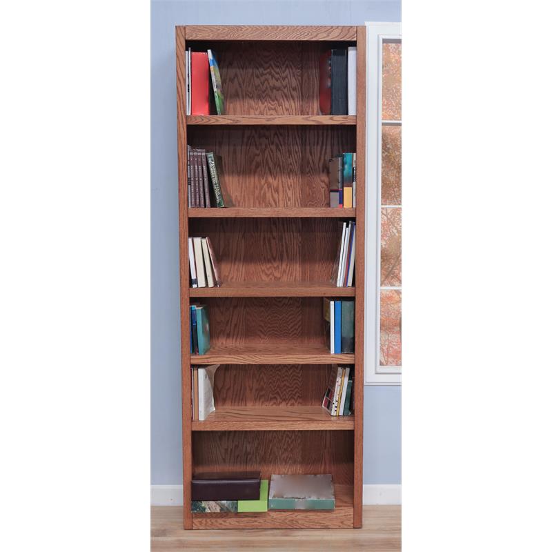 Home Square 2 Piece Traditional Tall 6-shelf Wood Bookcase Set in Dry Oak