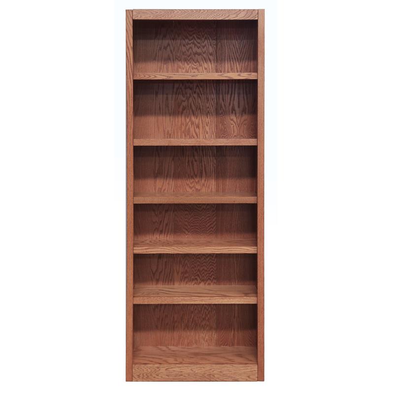 Home Square 2 Piece Traditional Tall 6-shelf Wood Bookcase Set in Dry Oak