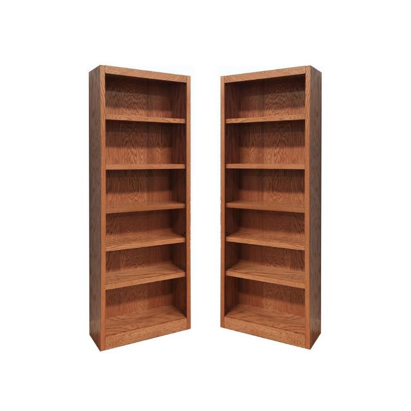 Home Square 2 Piece Traditional Tall 6-shelf Wood Bookcase Set in Dry Oak