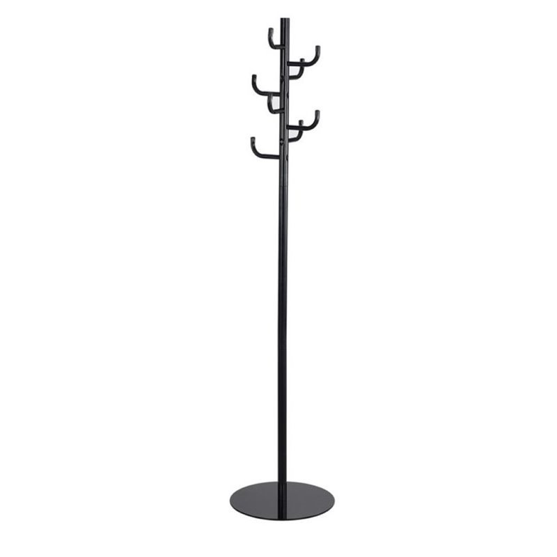 Home Square 2 Piece Steel Hook Head Coat Rack Set in Black