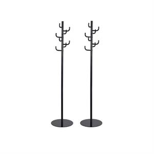 Home Square 2 Piece Steel Hook Head Coat Rack Set in Black