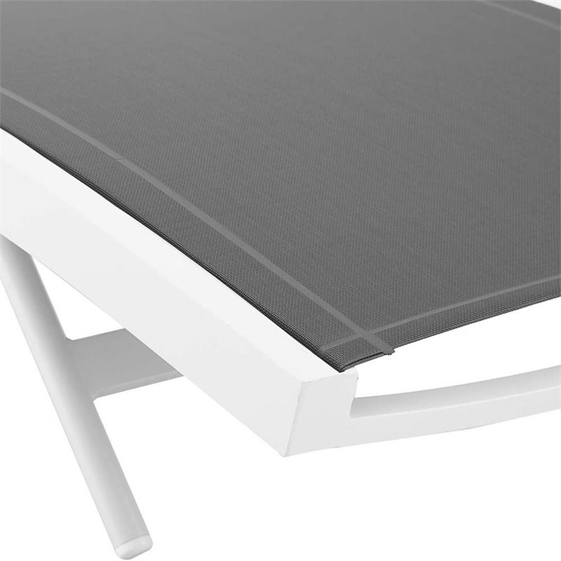 Home Square 2 Piece Teslin Fabric Patio Chaise Lounge Set in White and Gray
