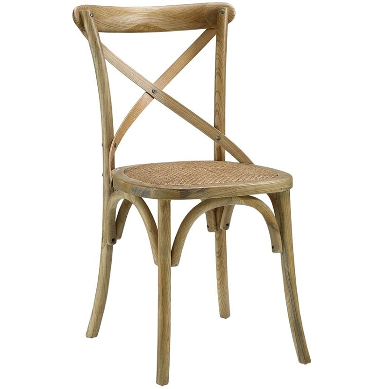 Home Square 2 Piece Wood Frame Dining Chair Set with Rattan Seat in Natural